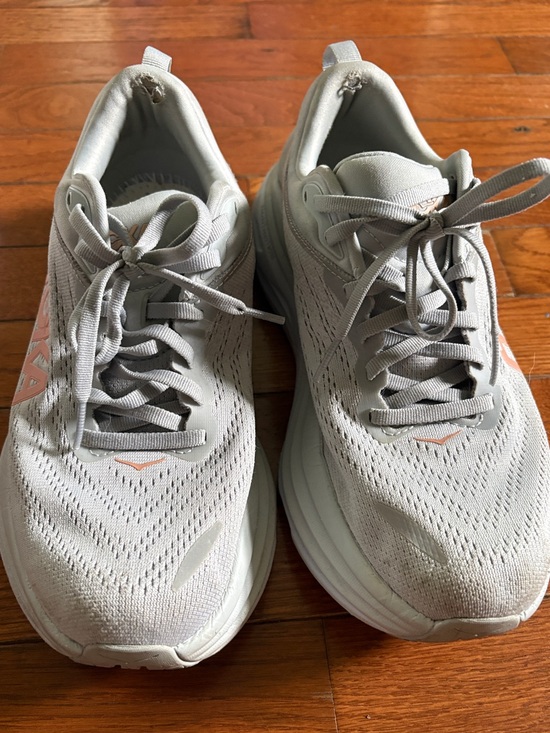 Hoka Shoes - Hoka Women's Light Gray Athletic Running Shoes with Subtle Pink Accents